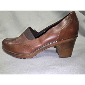 Dansko Brown Leather Block Heel Slip On Shoes Women's Size 40 EU